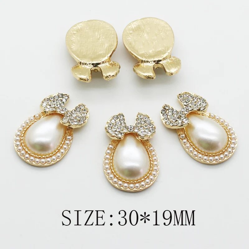 Pearl gold Изысканные стразы с жемчугом и металлическим бантом, 5 шт./партия, ювелирные изделия, корсаж, аксессуары для декольте, украшения, аксессуары для рукоделия - Цвет: Pearl gold