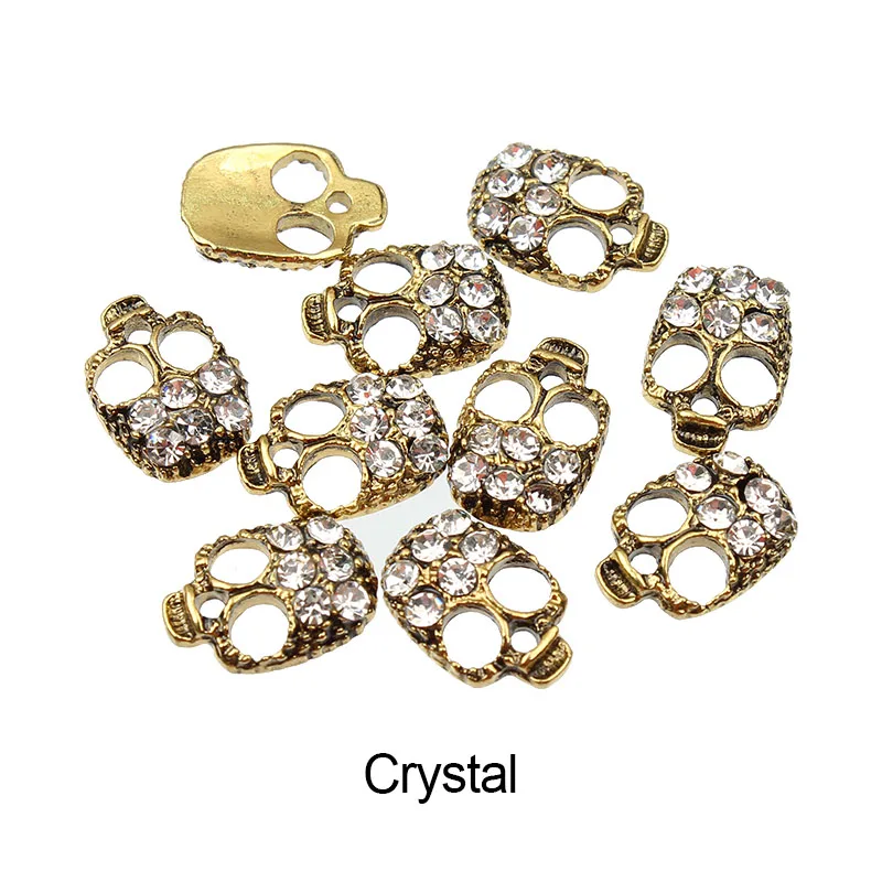Big Skull Crystal 20 шт./лот ретро сплав гвозди Шарм хрустальные бриллианты СТРАЗА под камень дизайн ногтей Декор ювелирные изделия аксессуары Стразы - Цвет: Big Skull Crystal