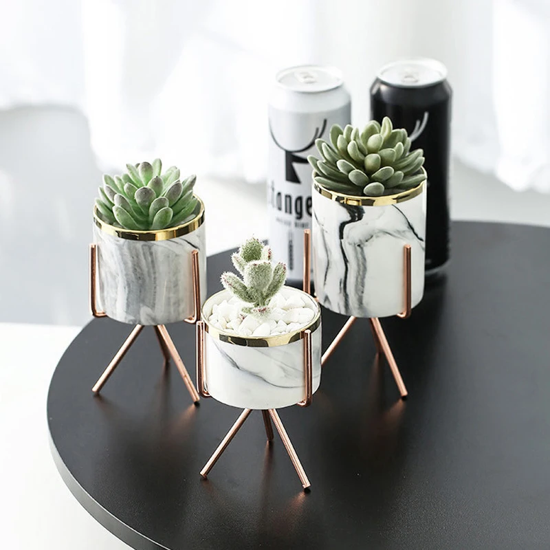 Скандинавская керамическая железная ваза с мраморным узором розовое золото