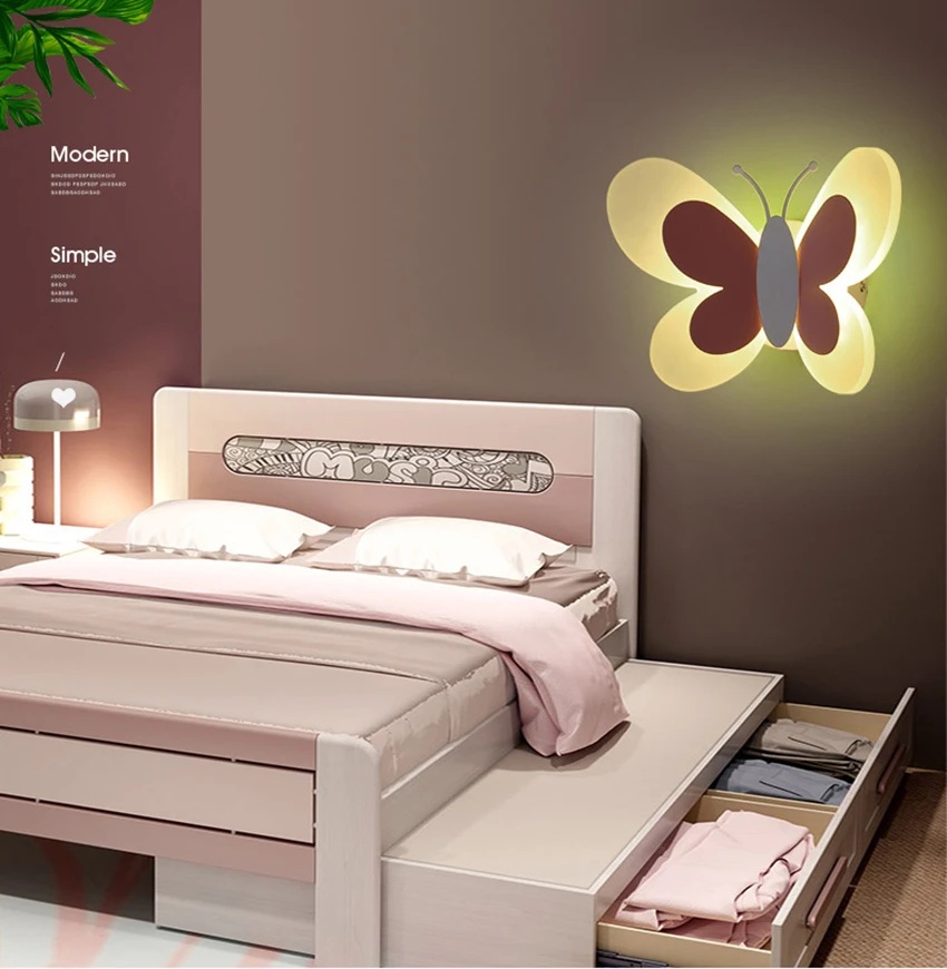 

Butterfly LED Wall Lamp Wall Sconce Light 14W, Acrylic Lampshade, Warm / White Light, Creative Wall Night Light for Bedroom