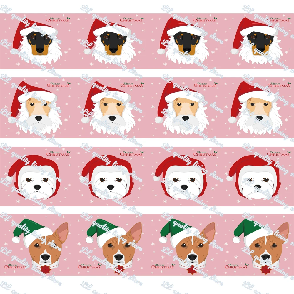 

WL 3''75MM Christmas Dog Grosgrain Ribbon/Satin Diy Hair Accessories Handmade Material Collar Christmas Party Decoration Gift