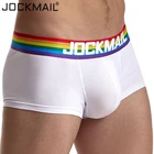 JOCKMAIL мужские трусы-шорты из хлопка Радужное сексуальное мужское нижнее белье, мужские шорты с выпуклым карманом для геев, белый, черный