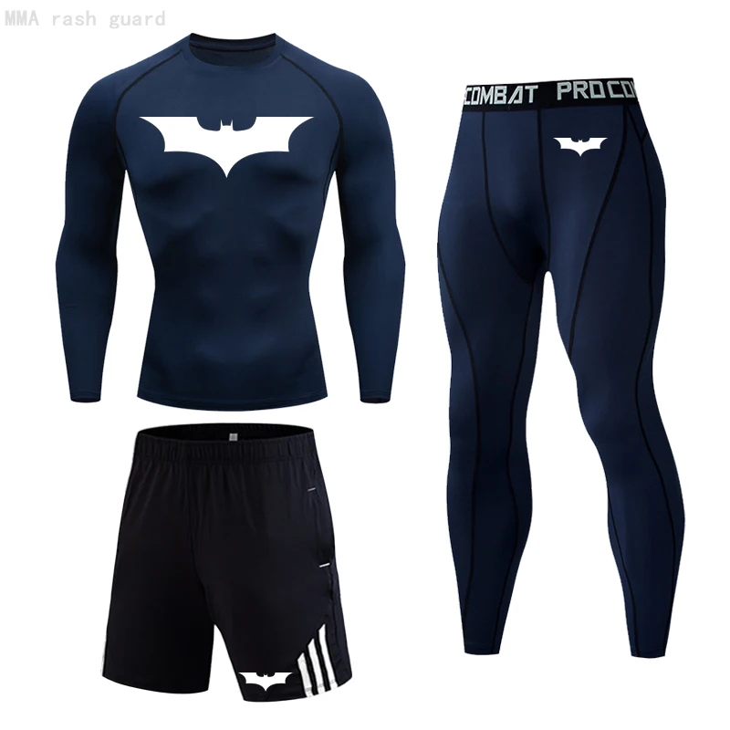 

Компрессионная спортивная одежда, мужская одежда для тренировок, футболка для бега, леггинсы для фитнеса, 1-3 шт., спортивный костюм для MMA, та...