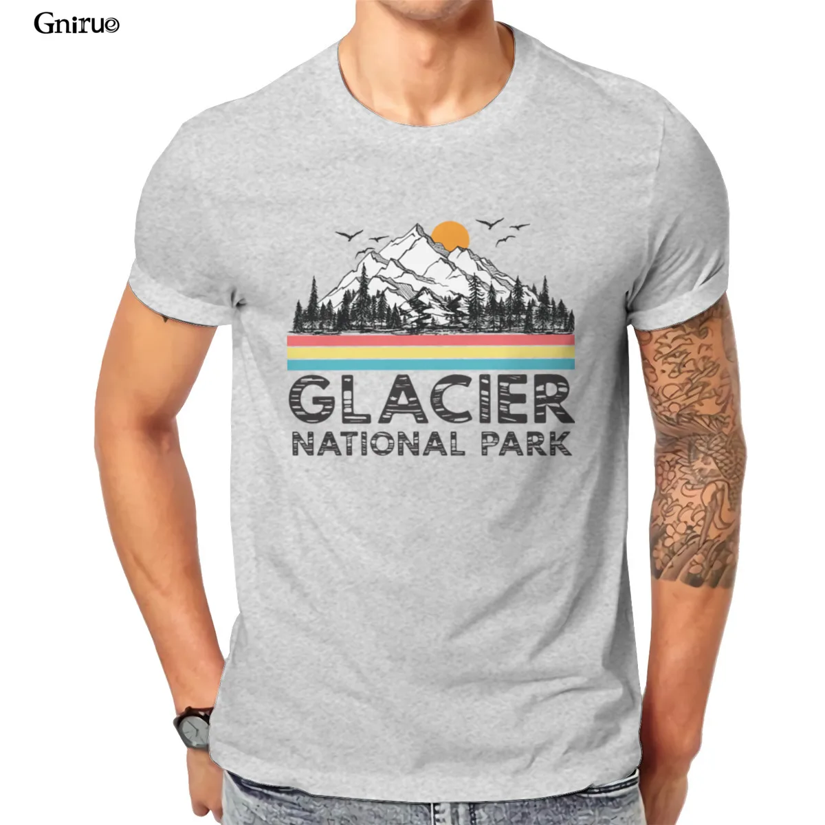 

Wholesale Vintage Retro Glacier National Park Montana Gifts Men’s Premium T-Shirt Printing Gift Female For Boy Tees 103156