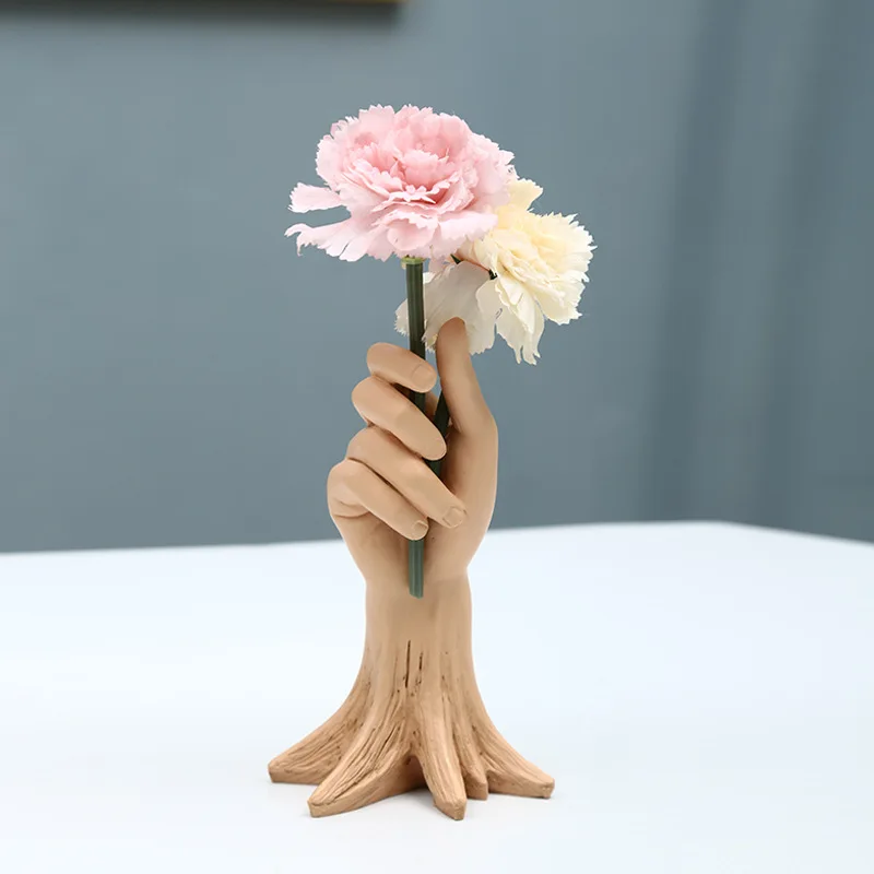 

Handmade Resin Vase Creative Sculpture Hand Modern Home Crafts Soft Decoration Ornaments