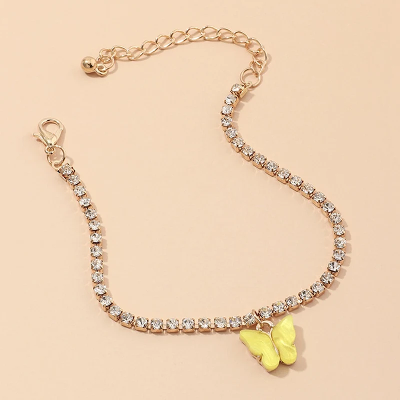 Новый кубинской бабочка браслет золотого цвета с украшением в виде кристаллов