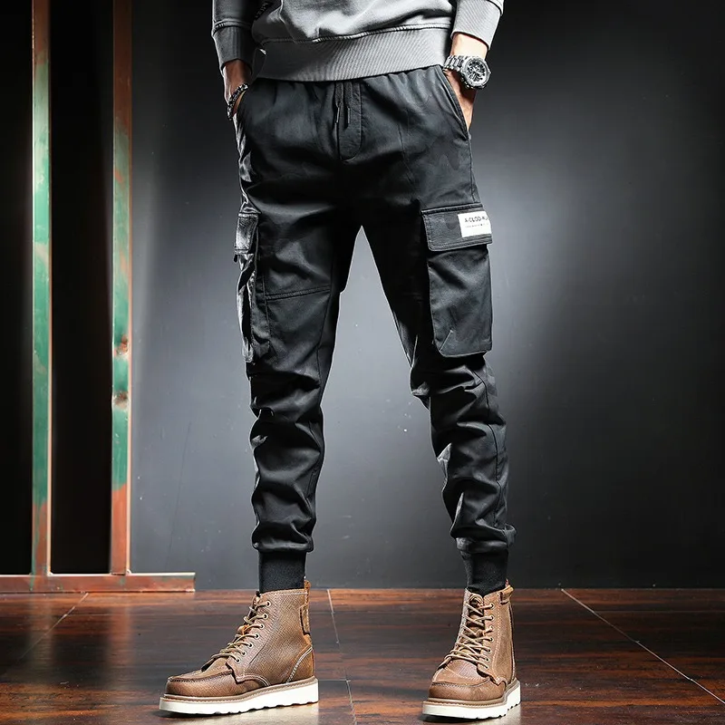 

Брюки-карго мужские камуфляжные, модные тактические мешковатые штаны, уличная одежда в стиле хип-хоп, джоггеры, черные
