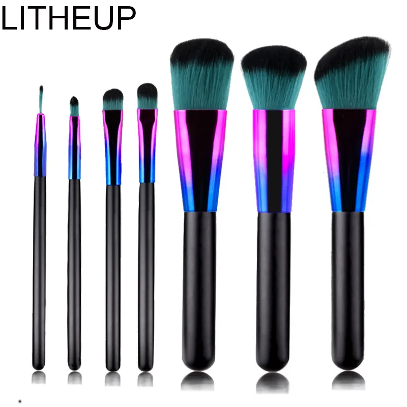 Голубые фиолетовые кисти для макияжа Litheup профессиональные нанесения основы под