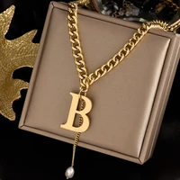 316l titanium stainless steel inserts no fading chain upscale jewelry letter b necklace fashion charm light luxury gift women