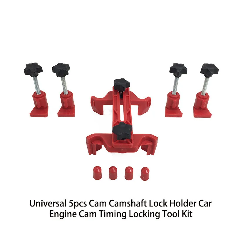 

Universal 5pcs Car Engine Camshaft Timing Locking Tool Dual Cam Clamp Sprocket Gear Kit RED Hand Lock Holder Tools Set