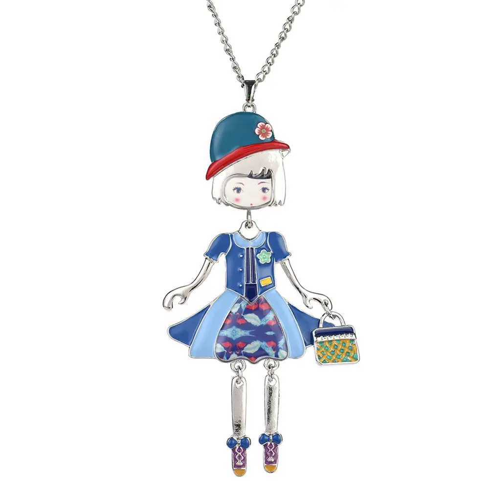 Очаровательное посеребренное длинное Кукольное ожерелье s для женщин и девушек