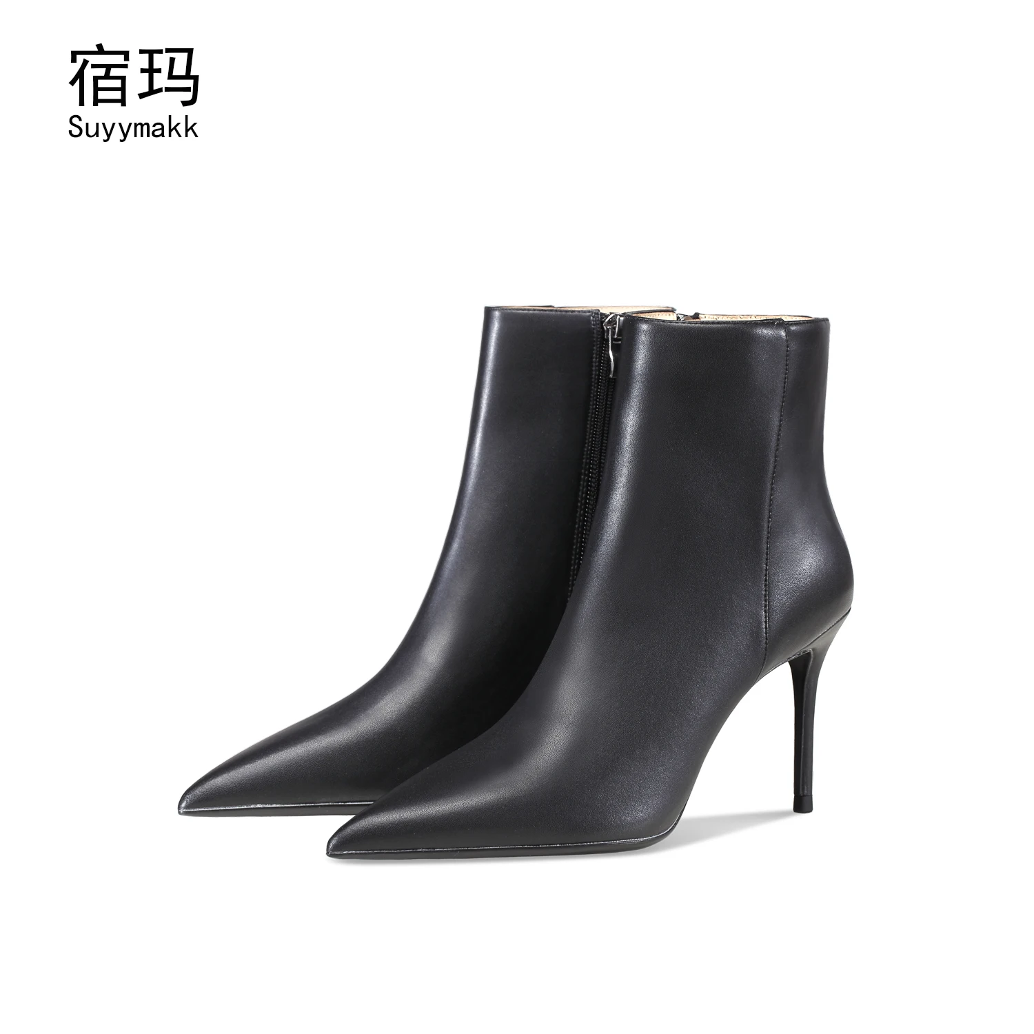 

Boots Female Women Shoes Sexy Pointed Toe High Heels For Woman Fashion 2021 Autumn Ankle Boots Genuine Leather Short Boots 8cm