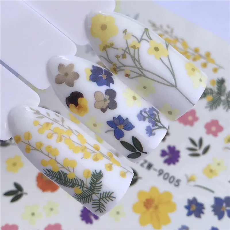1 Sheet Colorful Nail Art Water Decals Chinese Ink Flower Painting Transfer Stickers DIY Decoration Slide | Красота и здоровье