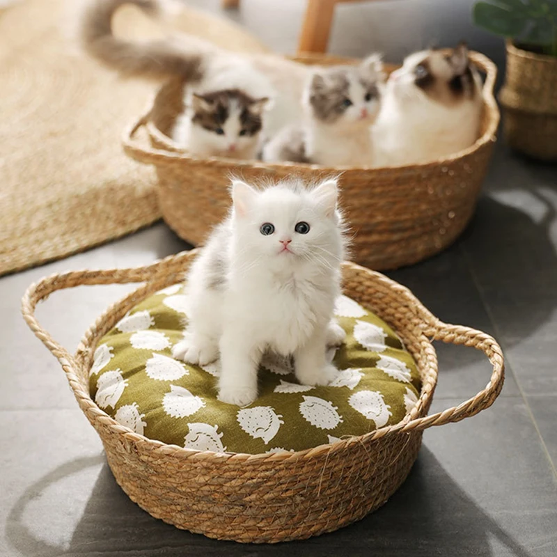 Кровать для кошек из ротанга Всесезонная универсальная кровать летнее крутое