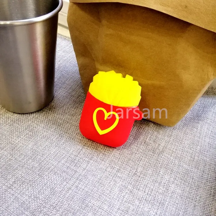 French fries Чехол s для Apple AirPods 2, мягкий мультяшный беспроводной чехол для наушников Air Pods, чехол для зарядки Airpods, силиконовый чехол - Цвет: French fries