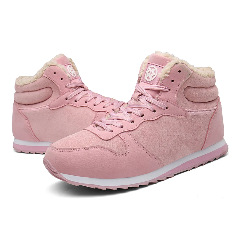 Кружевные ботинки унисекс женская зимняя обувь теплые мужские плюшевые зимние