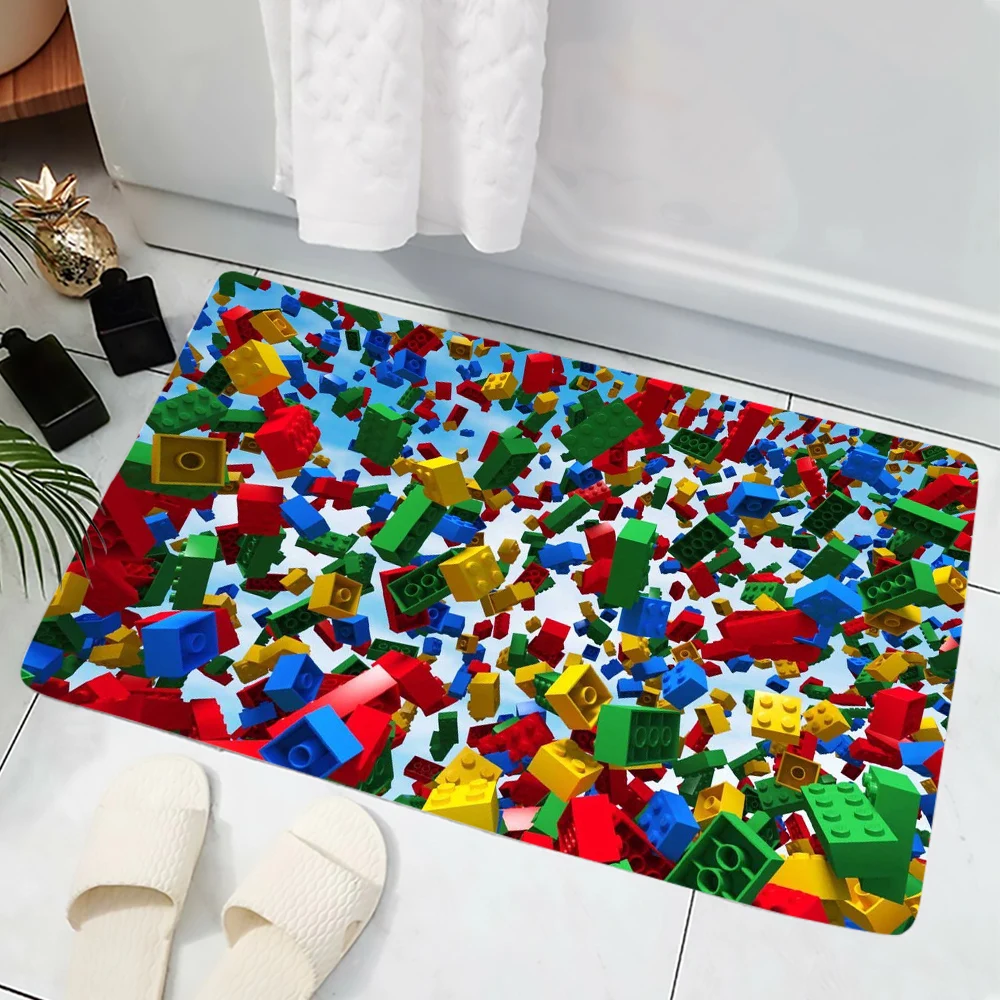

CLOOCL Rubik's Cube Building Blocks Doormat Decorate Home 3D Doormat for Aisle Corridor Bedroom Toilet Non-slip Kitchen Mats