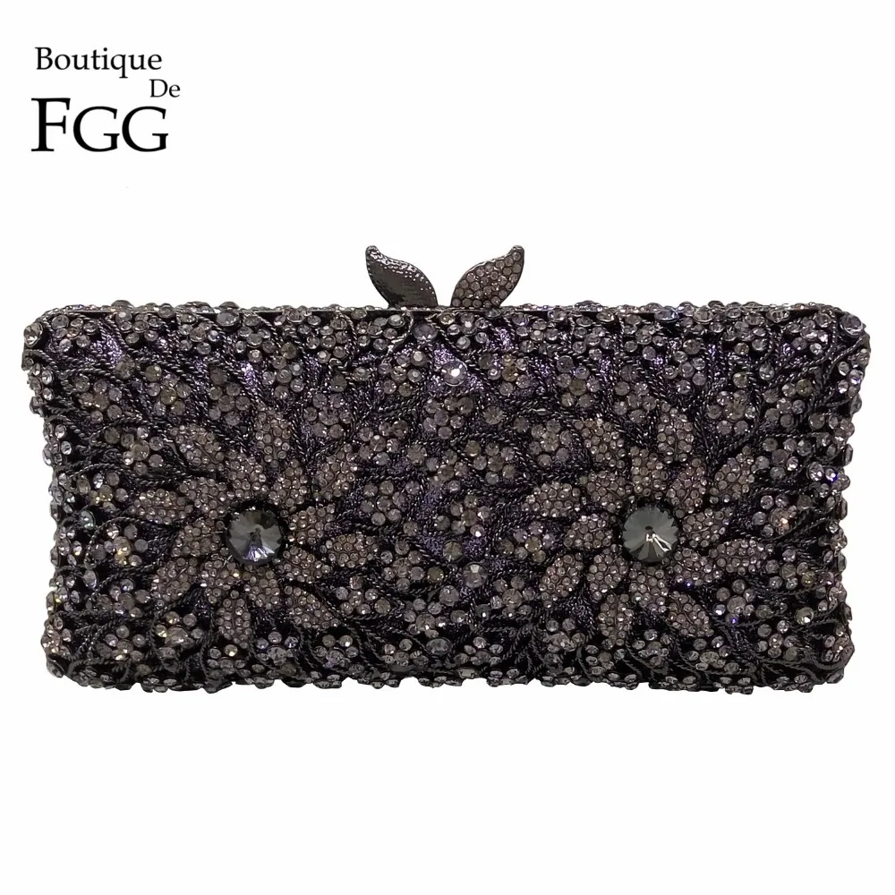 Женский вечерний клатч элегантная Ажурная сумочка с цветами и кристаллами