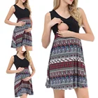 Летние платья для беременных с V-образным вырезом и коротким рукавом с принтом в стиле пэчворк, платье для кормления грудью, повседневная одежда