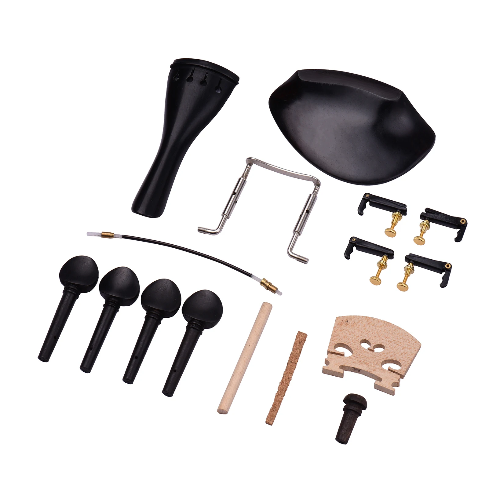 

4/4 Size Violin Accessory Kit Chin Rest/Chinrest Clamp/4 Tuning Pegs/4 Fine Tuners/Tailgut/Endpin/Maple/Bridge Spruce Sound Post