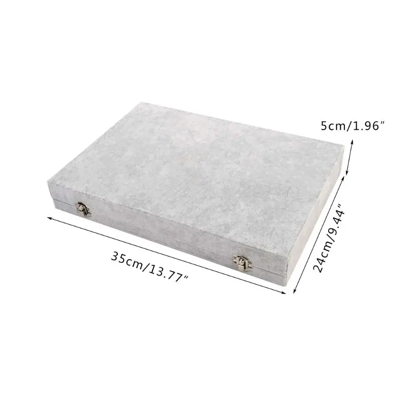 

Ring Tray Transparent Lid Velvet Grid Jewelry Tray Stackable Display Display Showcase Lockable Storage Storage Box