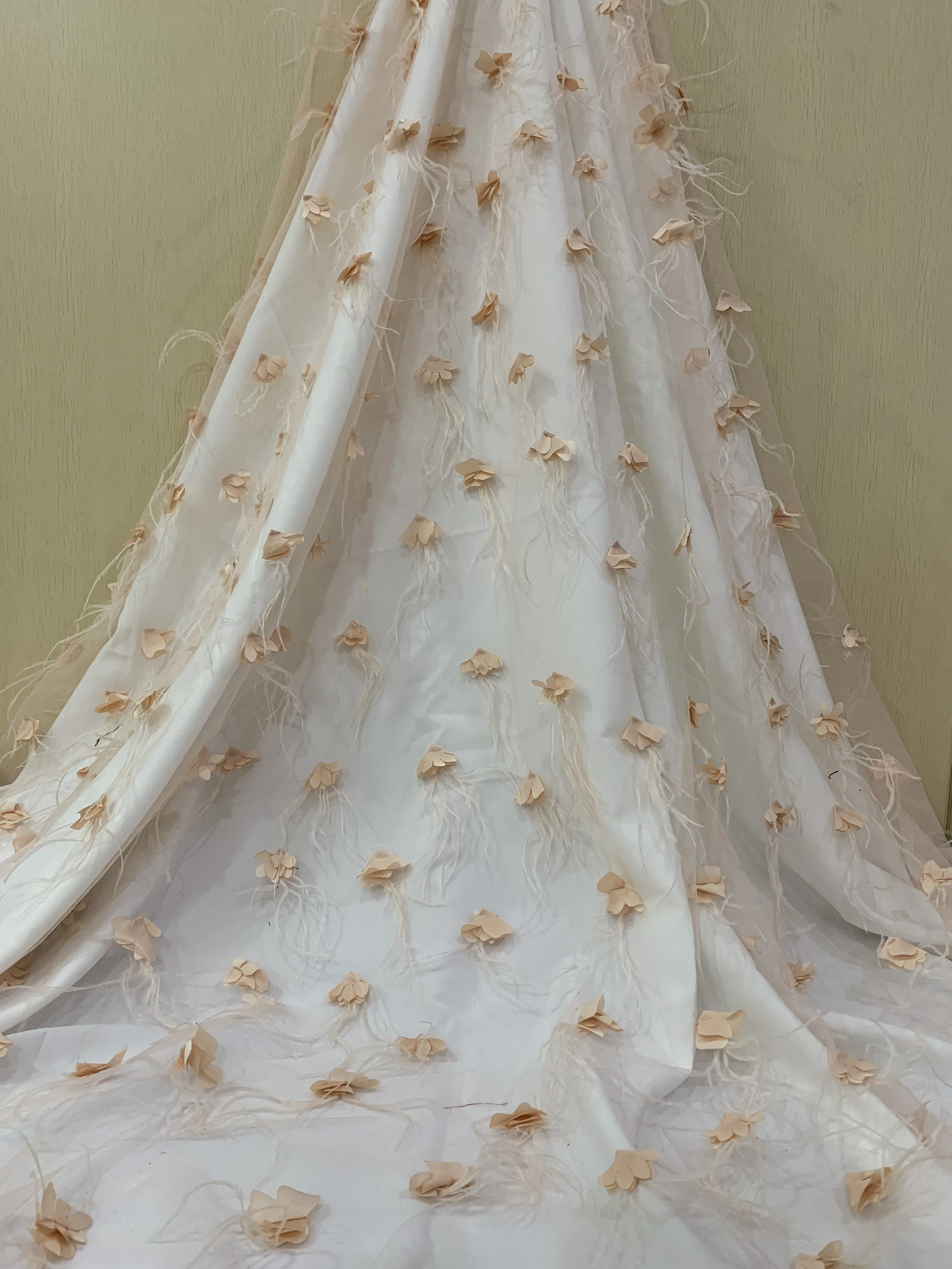 Роскошные 3D Цветочные нигерийские кружевные ткани 2019 черные фиолетовые Перья