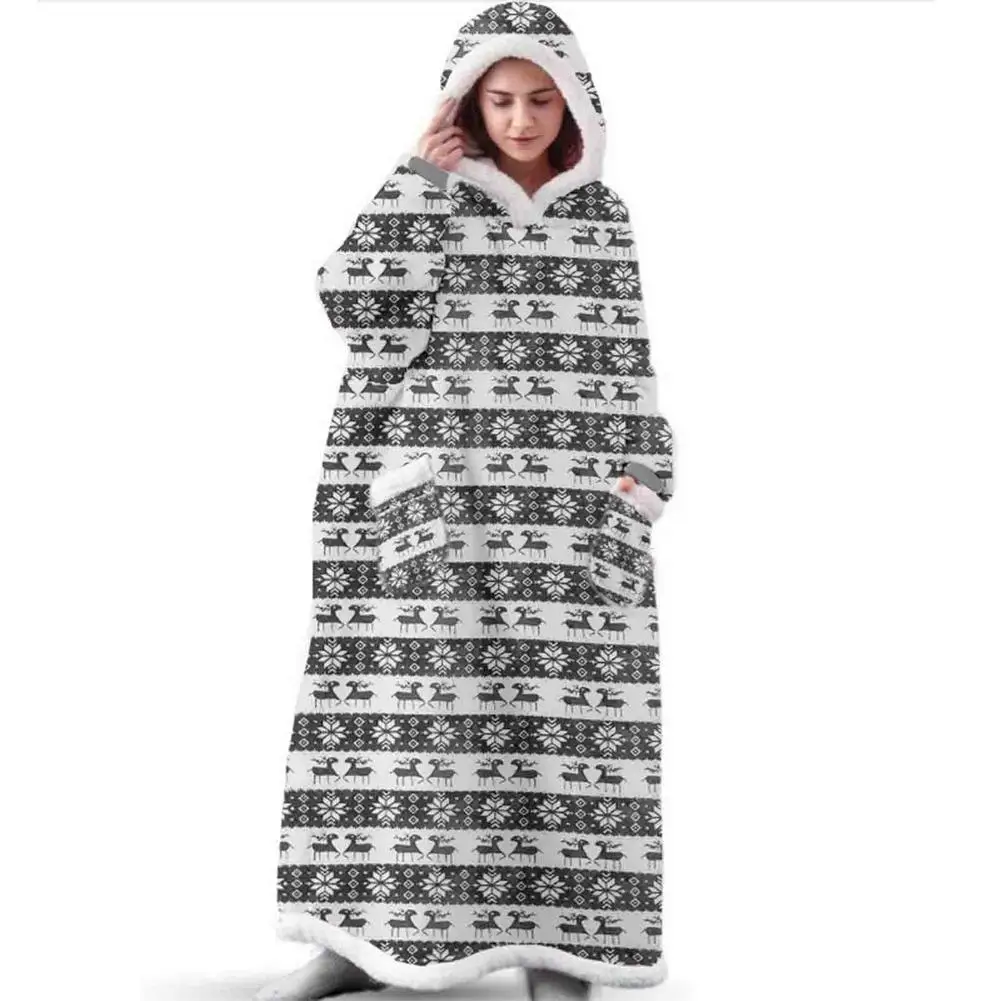 

Oversized Hoodie Blanket - Wearable Long-Length Blanket Hoodie For Women And Men Warm Cozy Flannel Hoody Blanket Sweatshirt For