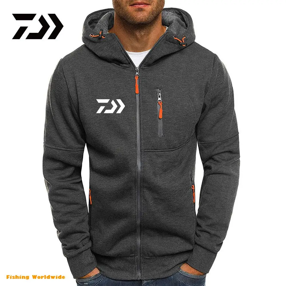 

Hooded Fishing Sport Jacket Coat Men Quick Dry DAIWA Running Fishing Jacket Zipper Hoody Sweatshirt Sportswear Fishing Wear
