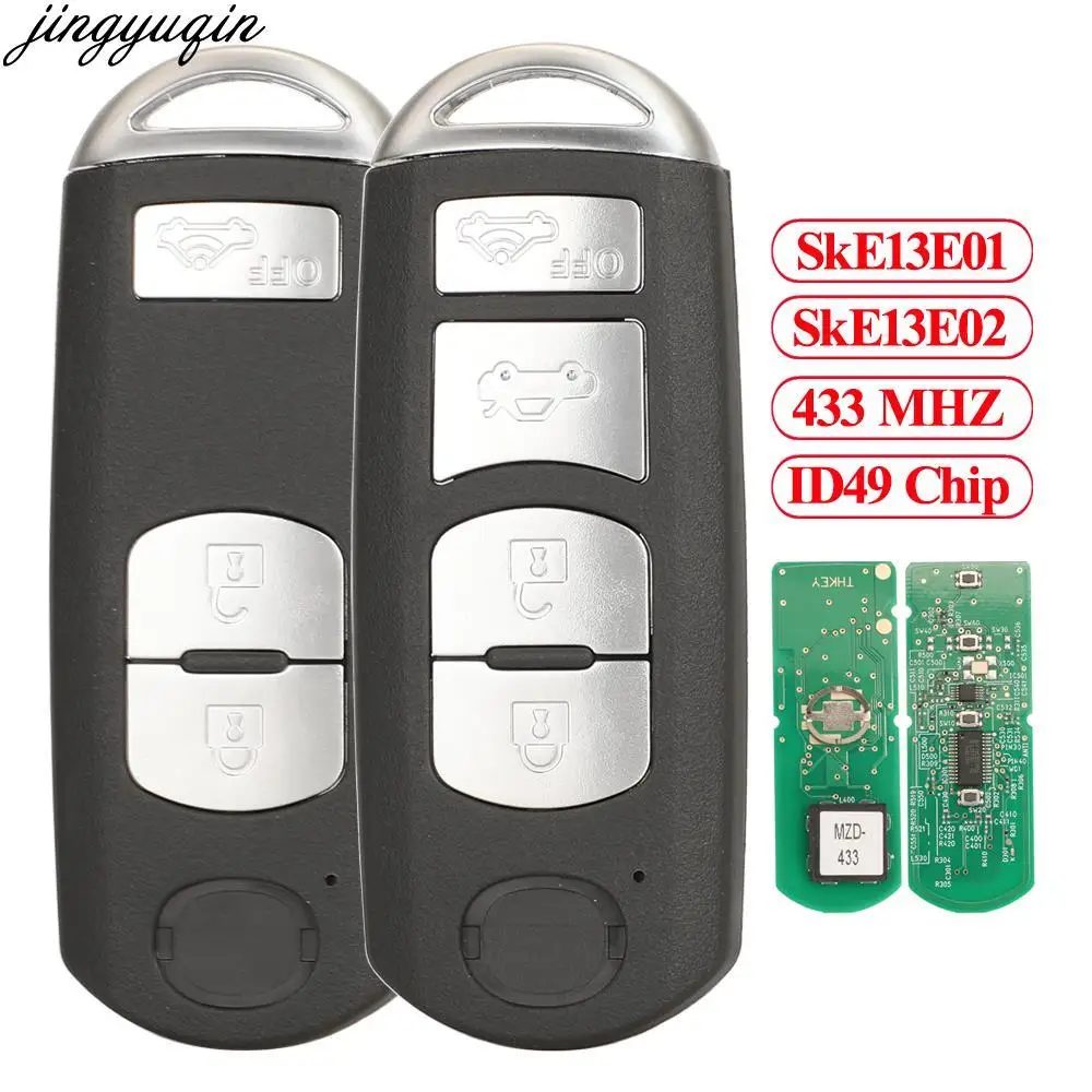 

Jingyuqin 3 шт. дистанционный Автомобильный ключ сигнализации 433 МГц ID49 PCF7953P Hitag для Mazda 3 MX-5 SKE13E01/SKE13E02 3/4 кнопки