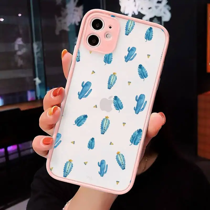 

Cactus cute cartoon pattern luxury design Phone Case matte transparent For iphone 7 8 11 12 plus mini x xs xr pro max cover