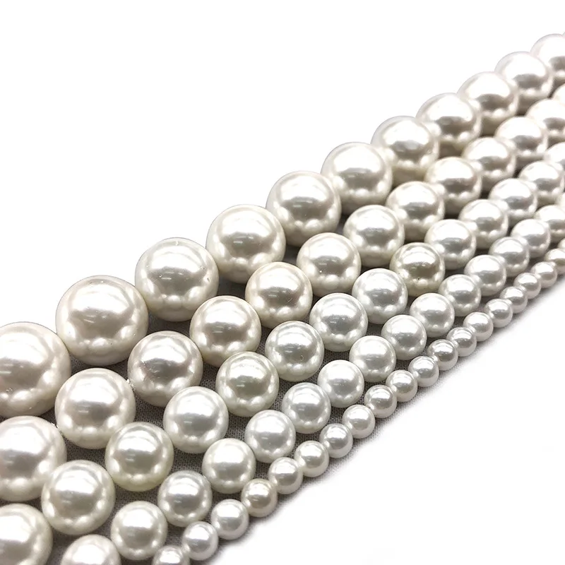Жемчужные бусины круглые жемчужные белого цвета для изготовления ювелирных