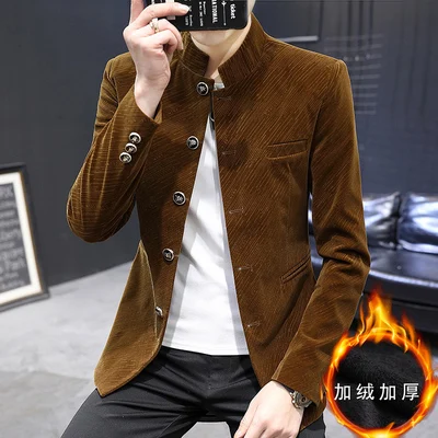 Новинка 2020 бархатный плотный мужской пиджак Корейская версия приталенного