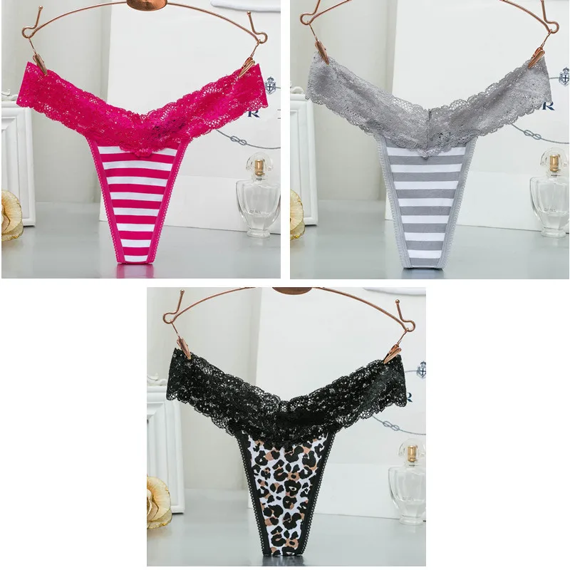 

3 Pcs/Pack Sexy Lace G-String Women's Thong Panties Low-Waist Female Underpant Bikini T-Back Girl Intimate Underwear