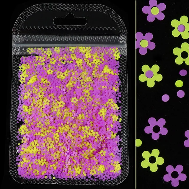 

Fluorescence Colorful Flower Design Shape Nail Sequins Glitter Nails Art Decorations Sequin DIY Manicure Design Nail Accessories