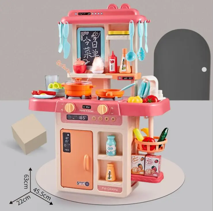 Моделирование cocina infantil звук и свет спрей для воды набор игрушечной посуды стол для приготовления пищи игровой дом кухонная плита пластиковая пищевая игрушка