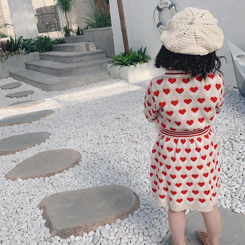 Весенне-осенний комплект из 2 предметов для девочек Детский кардиган + мини-юбка