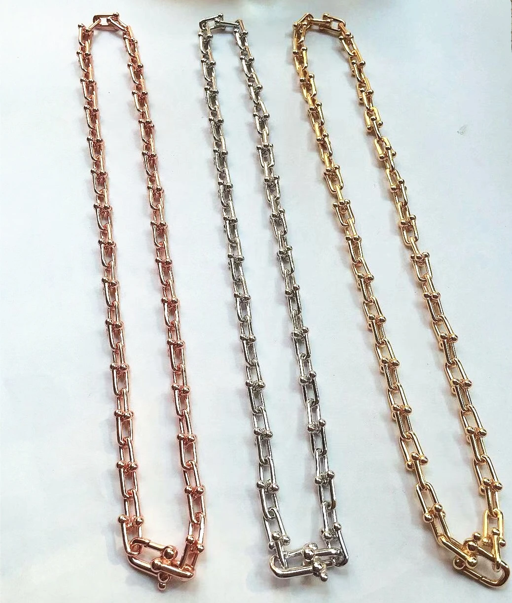 

1:1 925 Sterling Silver U-Shaped Thin Necklace, Superb Craftsmanship, Classic Miniature Fashion Original Jewelry Gift