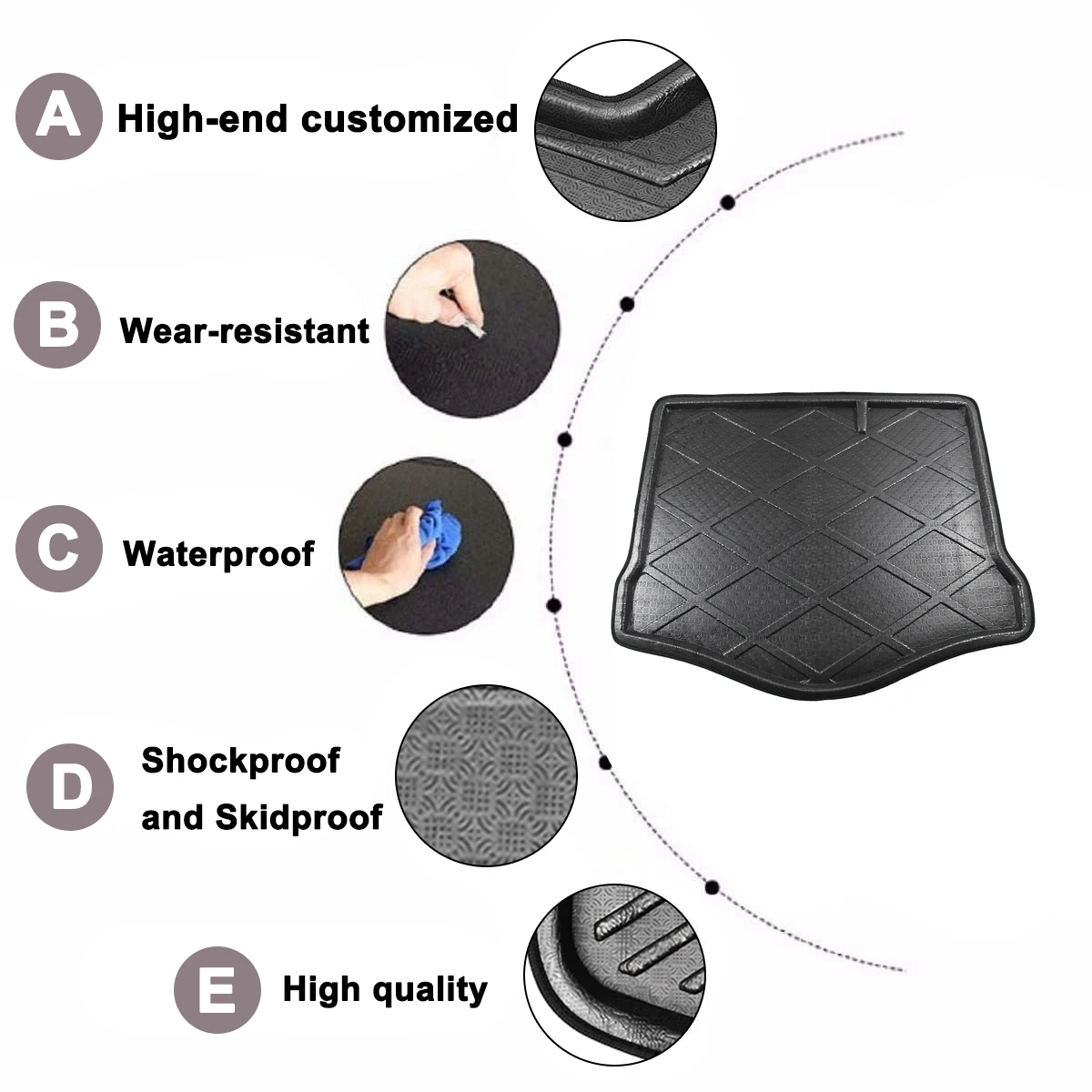 

Car Floor Mat Carpet Rear Trunk Anti-mud Cover For Ford Focus Hatchback 2005 2006 2007 2008-2011