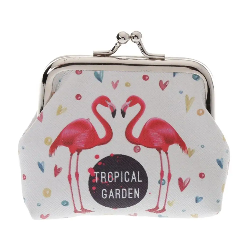 Женский мини кошелек из искусственной кожи с рисунком фламинго|Кошельки для