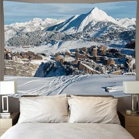 beautiful snow mountain forest dusk landscape tapestry polyester psychedelic wall hanging hippie bedroom decoration tapestry