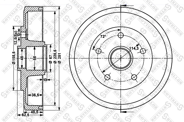 6025-3210-sx. Drum brake 5 bolts/Mazda 626 GD/GV 87-91 stellox system parts car repair | Автомобили и мотоциклы