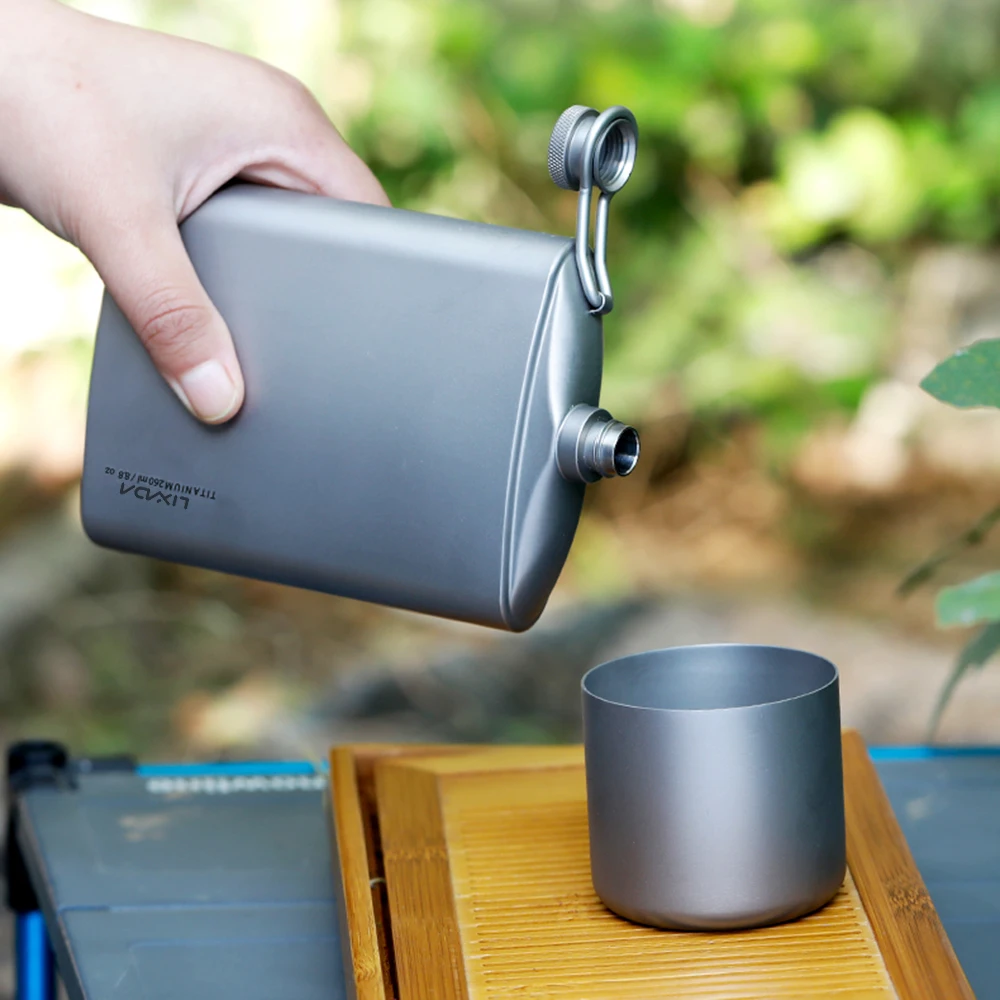 Титановая фляжка 260 мл герметичная титановая спиртовой виски винная для кемпинга