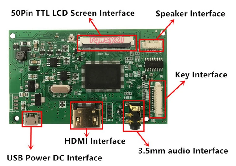 Плата контроллера для жк дисплея TTL HDMI экрана Micro USB 50 Pins 800*480 с экраном