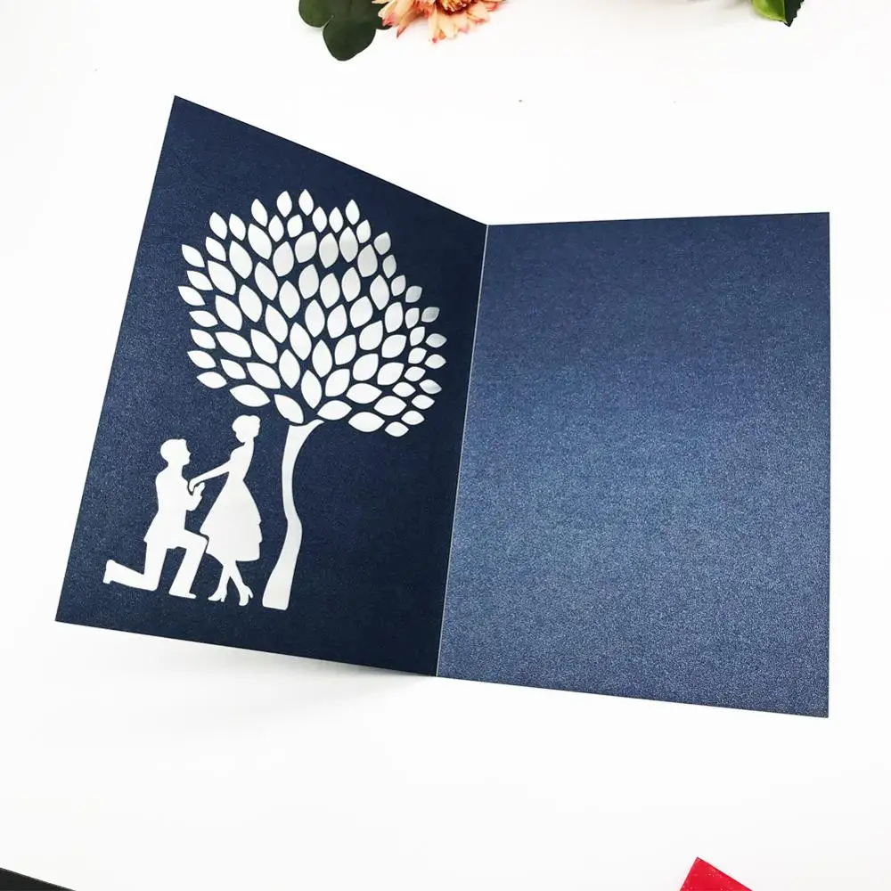 Глянцевая бумага 50 шт./лот темно-синий белый жемчужная дерево дизайн пары