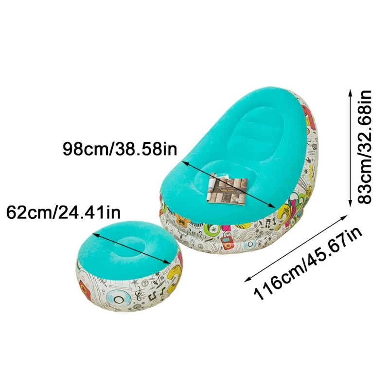 

Graffiti Style Lazy Inflatable Sofa with Pedal Combination Lounger Recliner