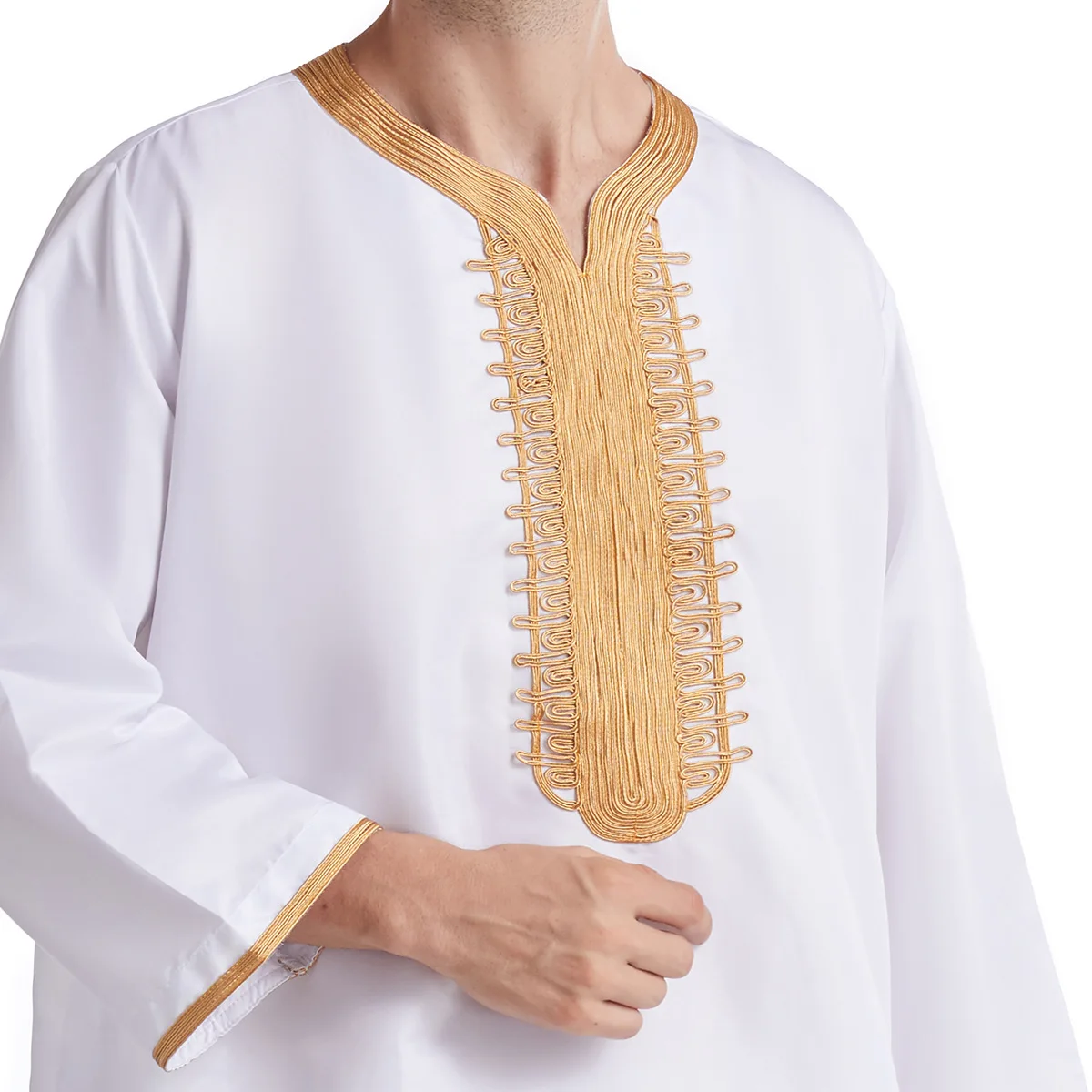 Muslim Men's Abaya White Jubba Thobe High Quality Long Dress Islamic Arabic Caftan Robe Djellaba Dubai Ethnic Teenagers Clothes