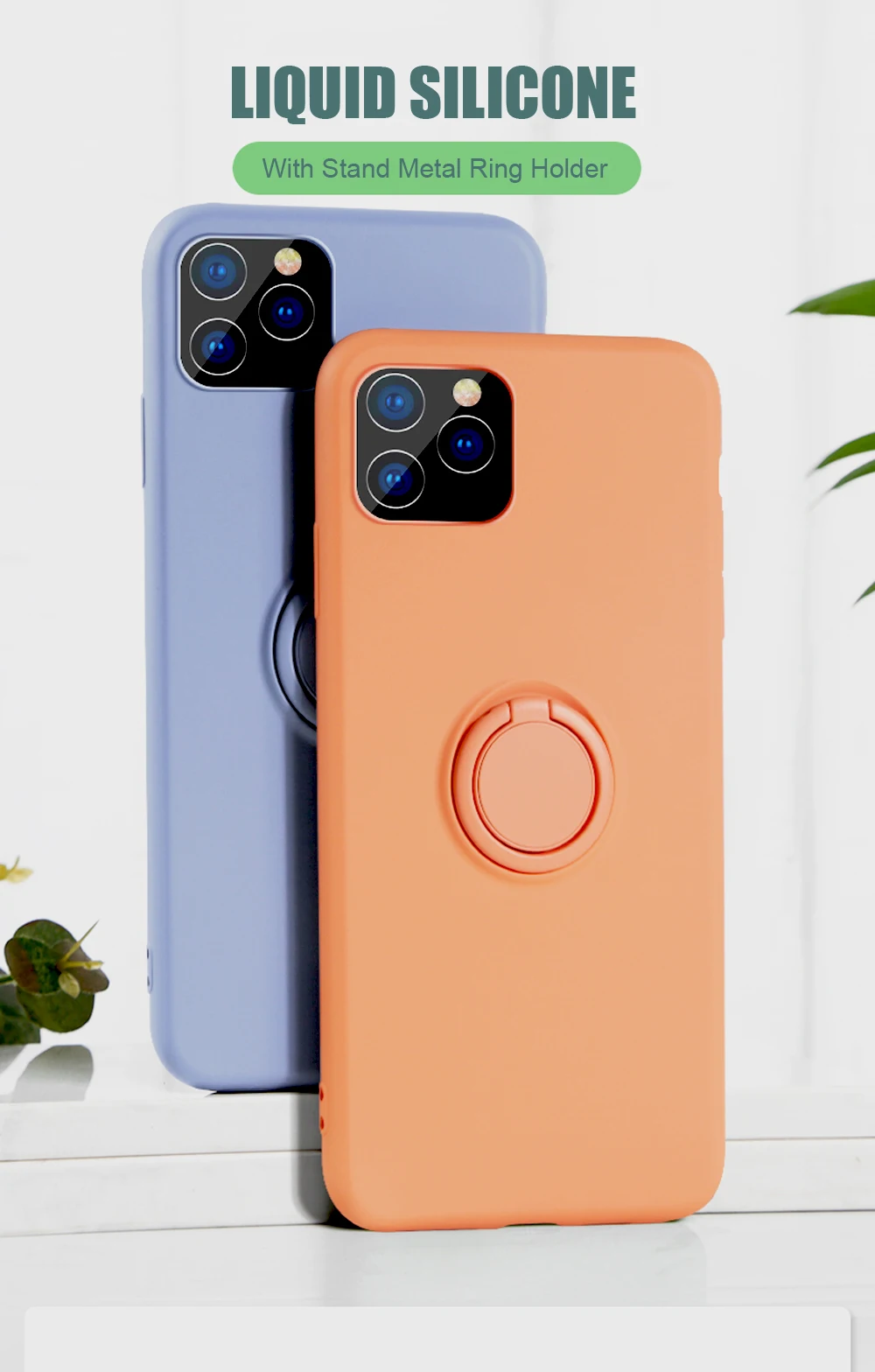 Роскошный мягкий жидкий силиконовый чехол для iPhone 11 Pro Max XS X 7 8 6 S 6 S XR подставка кольцо держатель тонкий чехол для iPhone11 Pro Чехол