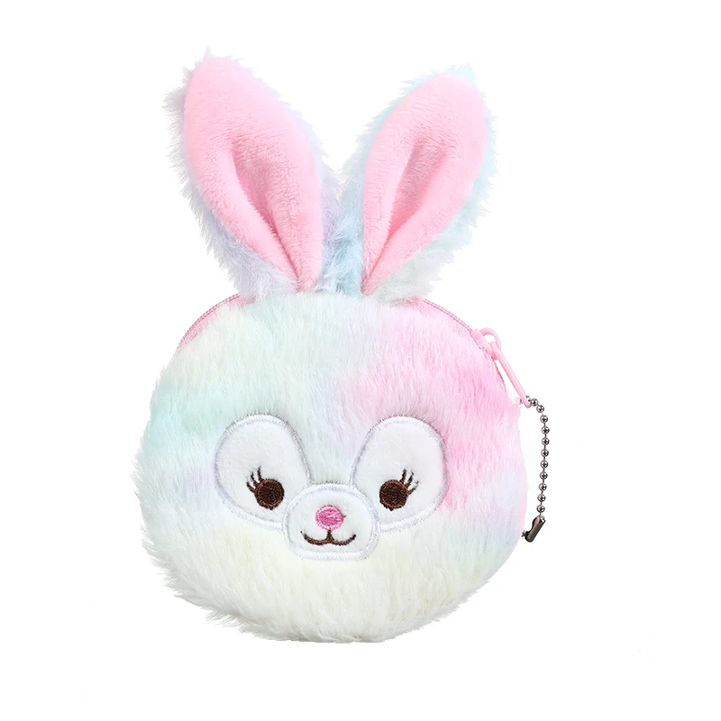rabbit pink Мультфильм Плюшевый единорог портмоне милый кот мех круг кошелек девушка клатч вышитая сумка ключ наушники Органайзер Сумка детский подарок - Цвет: rabbit pink