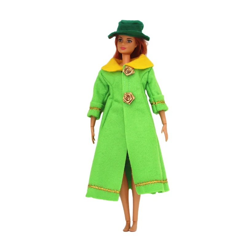 

Modern Fashion Green Coat Outfit Clothes Set for 11 Inches Barbie BJD FR SD Doll Dollhouse Roll Play Accessories