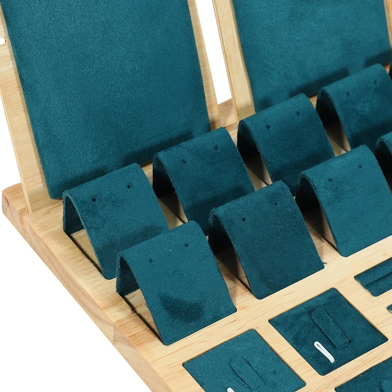 

European Style Jewelry Stand Flannel Leather Bamboo Wood Display Stand Jewelry Necklace Bracelet Ring Jewelry Storage